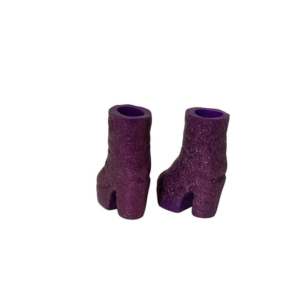 1999 On Stage Baby Spice Girls Purple High Heel Boot Shoes 1.5" - Picture 3 of 4